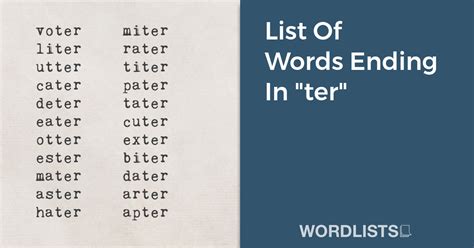 List Of Words Ending In Ter
