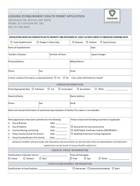 Lodging Permit Application Taney County Health Department Form Fill Lodging Permit Application Taney County Health Department Form Fill