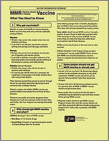Measles Mumps And Rubella Mmr Vaccine Information Statement 100 Measles Mumps And Rubella Mmr Vaccine Information Statement 100