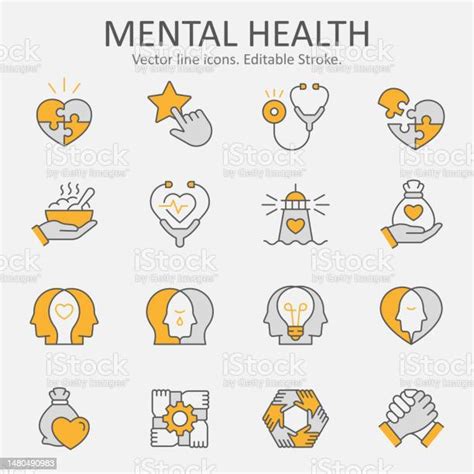 Mental Health Icons Such As Donation Charuty Empathy Integrity And Mental Health Icons Such As Donation Charuty Empathy Integrity And