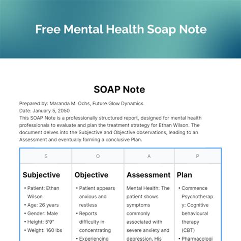 Mental Health Soap Notes Examples