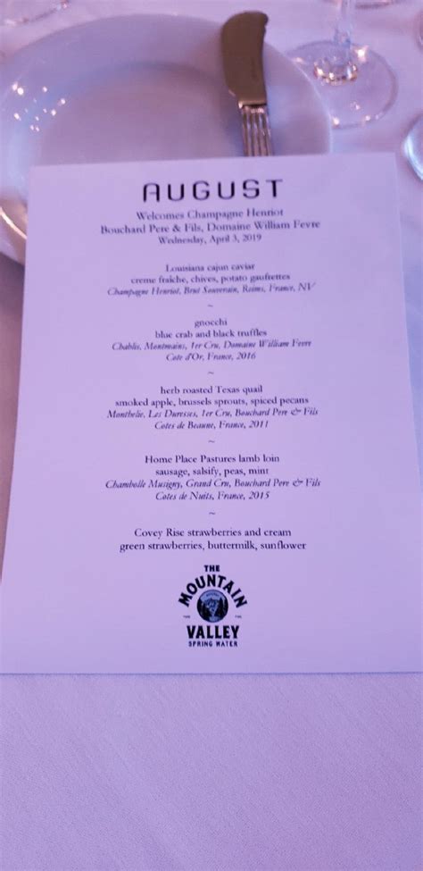 Menu At August Restaurant New Orleans