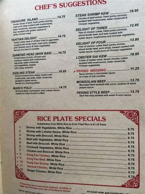 Menu At New China Pacific Pub Bar Northbridge 683 Linwood Ave