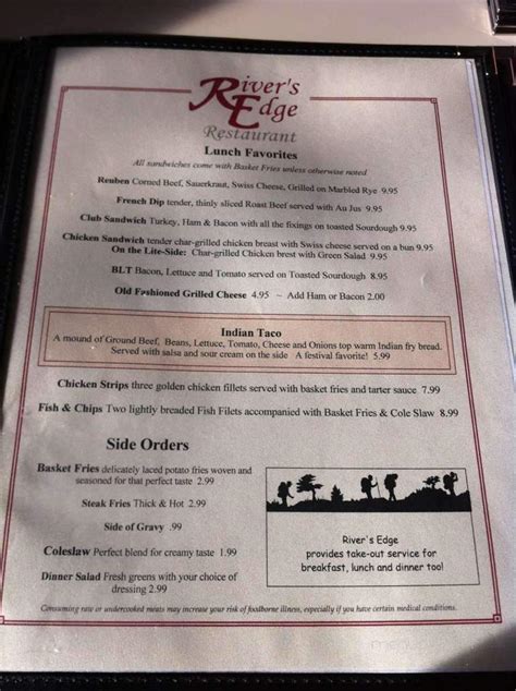 Menu Of River S Edge Restaurant In La Push Wa 98350 Menu Of River S Edge Restaurant In La Push Wa 98350