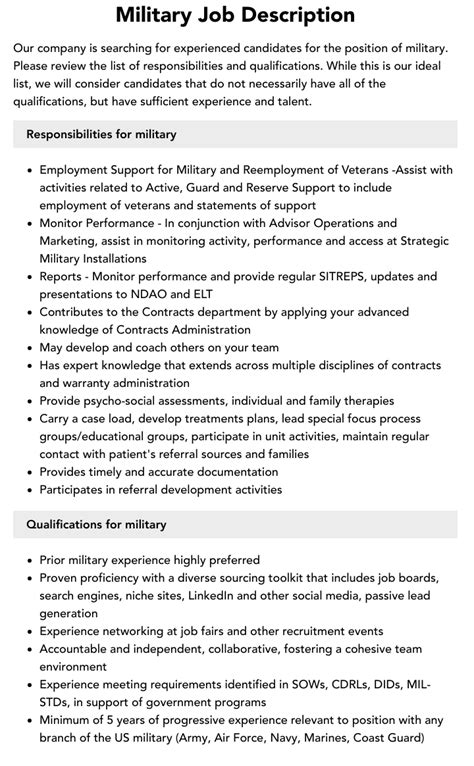 Military Job Description Velvet Jobs Military Job Description Velvet Jobs