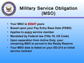Military Service Obligation For Officers