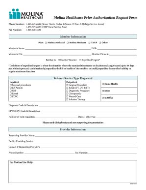 Molina Authorization Form Fill Online Printable Fillable Blank Molina Authorization Form Fill Online Printable Fillable Blank