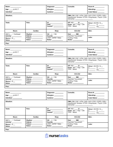 Nurse Report Sheet For 3 Or 6 Psych Patients Nurse Brain Sheet Nurse Report Sheet For 3 Or 6 Psych Patients Nurse Brain Sheet