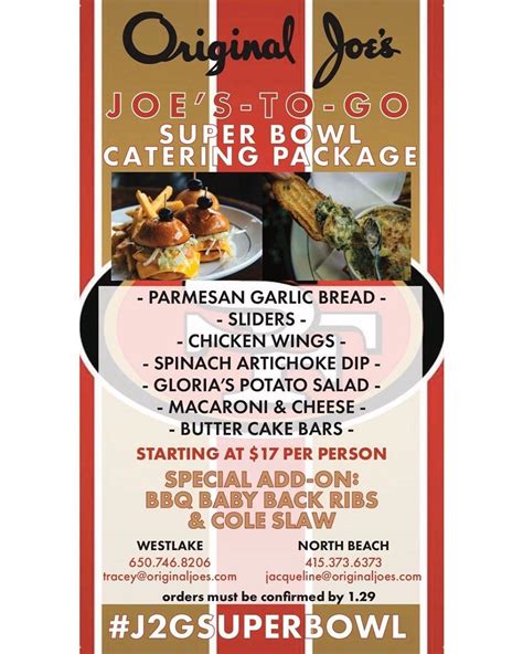 Original Joe S Westlake Menu In Daly City California Usa Original Joe S Westlake Menu In Daly City California Usa