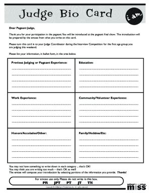 Pageant Judge Bio Example Complete With Ease Airslate Signnow Pageant Judge Bio Example Complete With Ease Airslate Signnow