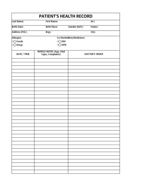 Patient Health Record Pdf