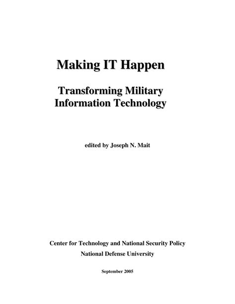 Pdf Making It Happen Transforming Military Information Technology Pdf Making It Happen Transforming Military Information Technology