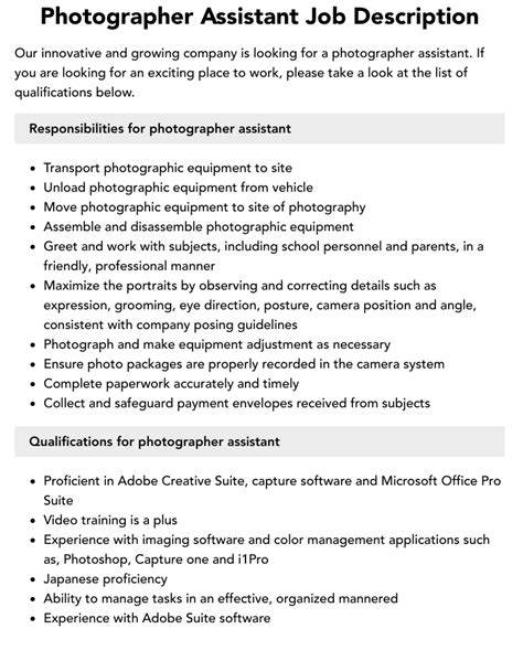 Photographer Assistant Job Description Velvet Jobs Photographer Assistant Job Description Velvet Jobs