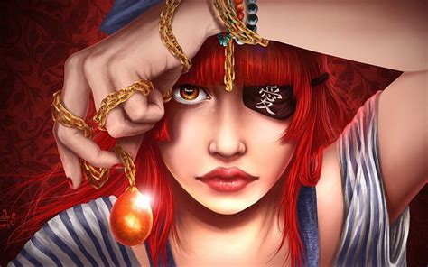 Pirate Girl Red Fantasy Girl Redhead Orange Pendant Magic Pirate Girl Red Fantasy Girl Redhead Orange Pendant Magic