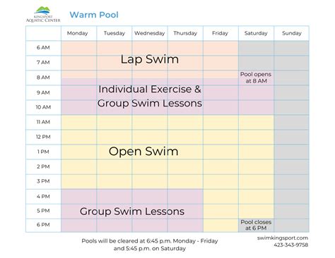Pool Schedules Kingsport Aquatic Center Pool Schedules Kingsport Aquatic Center