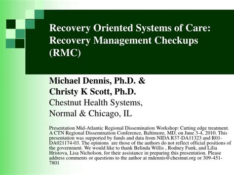 Ppt Recovery Oriented Systems Of Care Recovery Management Checkups Ppt Recovery Oriented Systems Of Care Recovery Management Checkups