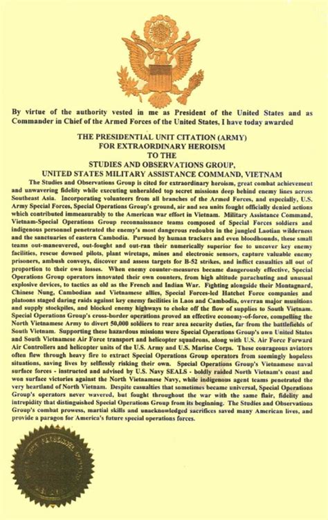Presidential Unit Citation Special Operations Association Presidential Unit Citation Special Operations Association