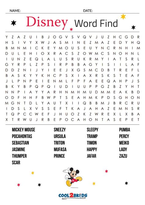 Printable List Of Disney Characters Printable Word Searches Printable List Of Disney Characters Printable Word Searches