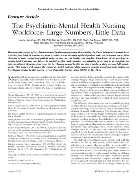 Psychiatricmental Health Nursing Workforce Report