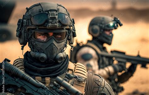 Realistic Digital Illustration Of Elite Special Forces Soldier Equipped