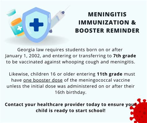 Reminder Meningitis Vaccine Grade 7 And Booster Grade 11 Required For School Mcduffie County School System Reminder Meningitis Vaccine Grade 7 And Booster Grade 11 Required For School Mcduffie County School System
