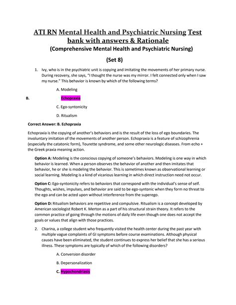 Rn Mental Health Midterm
