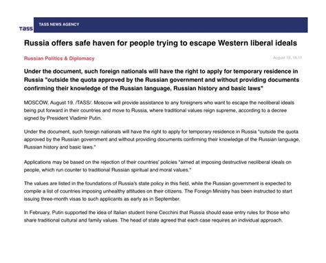 Russia Offers Safe Haven
