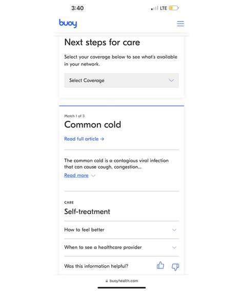 Screenshot Of A Buoy Health Symptom Checker Recommendation Download Screenshot Of A Buoy Health Symptom Checker Recommendation Download