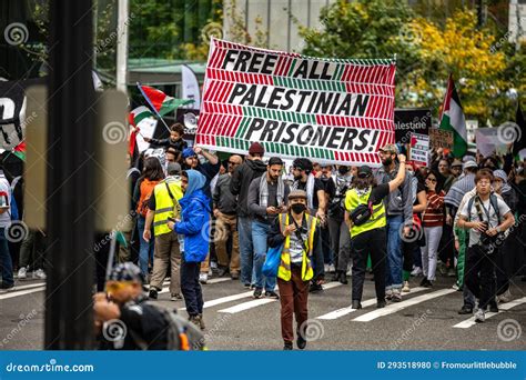 Seattle Wa Oct 14 2023 March To Support Palestine In Downtown