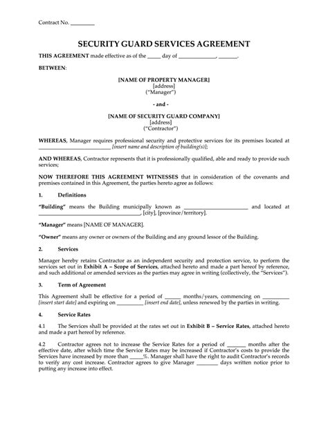 Security Service Agreement Template Security Service Agreement Template