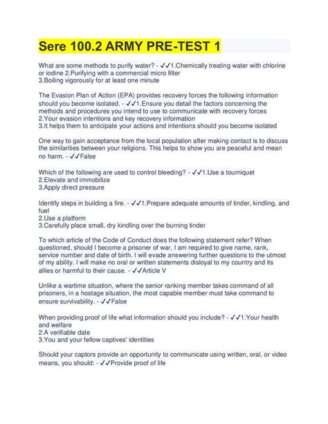 Sere 100.2 Army Pre-Test 1 2022/23 (Questions With All Answers 100% ... Sere 100.2 Army Pre-Test 1 2022/23 (Questions With All Answers 100% ...