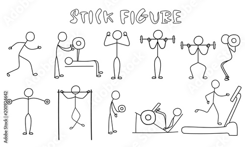 Set Of Stick Figure Sportsmans Simple Drawing Fitness Man Pictures Set Of Stick Figure Sportsmans Simple Drawing Fitness Man Pictures