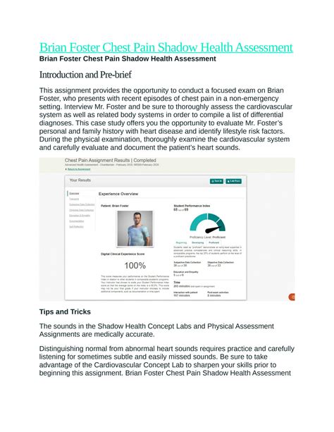 Shadowhealth Brian Foster Chest Pain Care Plan Pdf Shadow Health Shadowhealth Brian Foster Chest Pain Care Plan Pdf Shadow Health