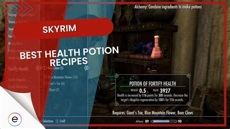 Skyrim Recipe For Health Potion