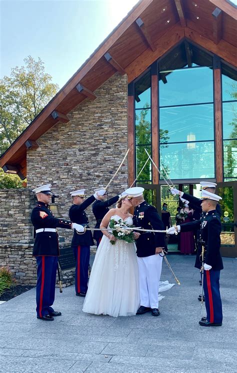 Sword Arch During A Marine Corps Wedding Ceremony At Semper Fidelis Sword Arch During A Marine Corps Wedding Ceremony At Semper Fidelis