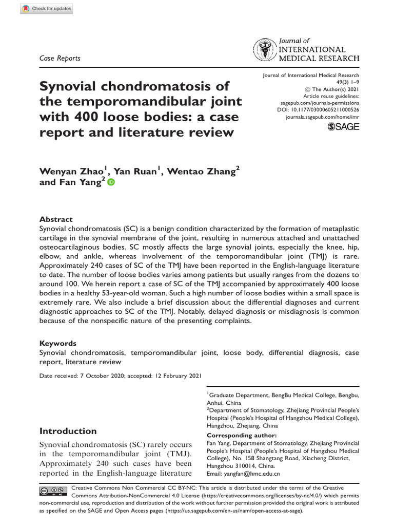 Synovial Cyst Of The Temporomandibular Joint A Case Report And Synovial Cyst Of The Temporomandibular Joint A Case Report And