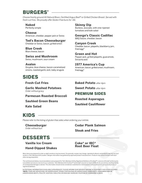Ted S Montana Grill Menu In Newark Delaware Usa Ted S Montana Grill Menu In Newark Delaware Usa