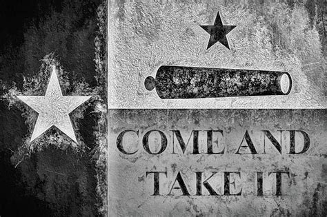 Texas Come And Take It Flag Black And White Digital Art By Jc Findley