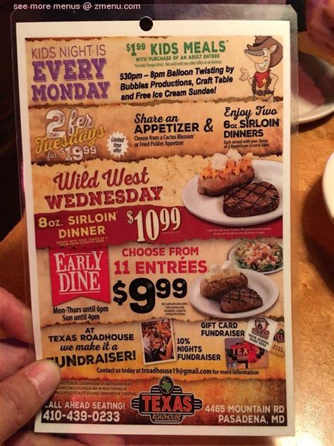 Texas Roadhouse Restaurant Specials