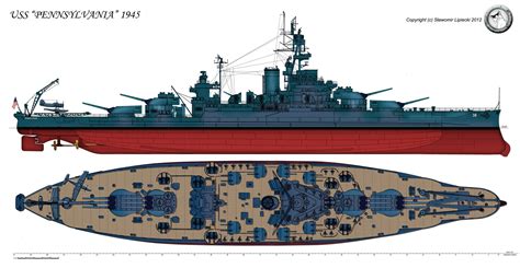 The Battleship Uss Pennsylvania In Her Final 1945 Configuration