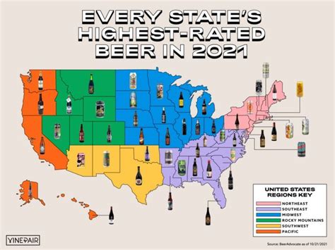 The Highest Rated Beer In Every State Map State Map Beer States The Highest Rated Beer In Every State Map State Map Beer States