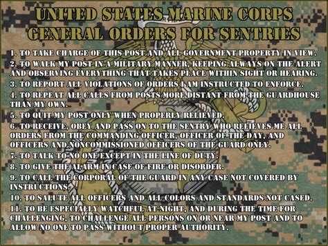 The Us Marine Corps General Orders For Sentries What Do You Want The Us Marine Corps General Orders For Sentries What Do You Want