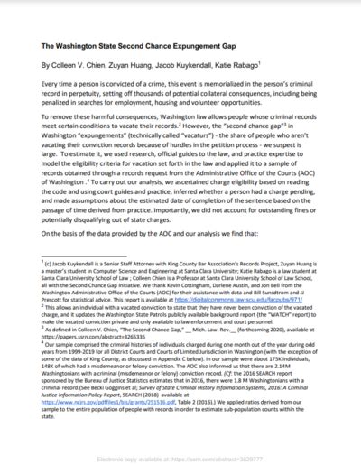 The Washington State Second Chance Expungement Gap National Reentry The Washington State Second Chance Expungement Gap National Reentry