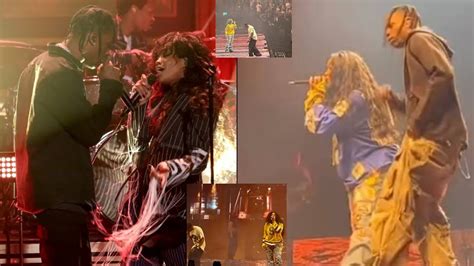 Travis Scott Sza Spark Dating Speculation After Concert Cameo Video Travis Scott Sza Spark Dating Speculation After Concert Cameo Video