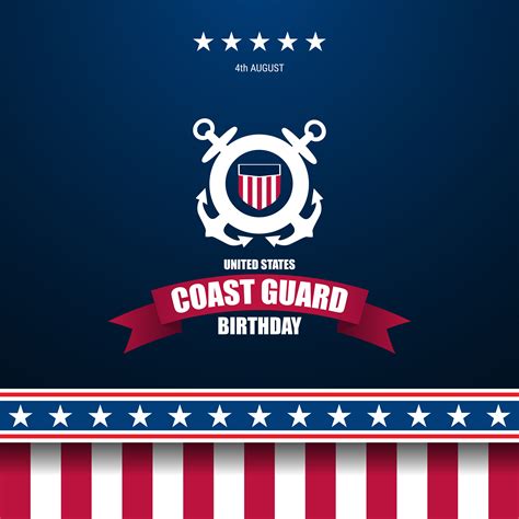 U S Coast Guard Birthday August 4 Background Vector Illustration U S Coast Guard Birthday August 4 Background Vector Illustration