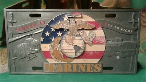 United States U S Marines Corp License Plate 3D Metal Tag Military