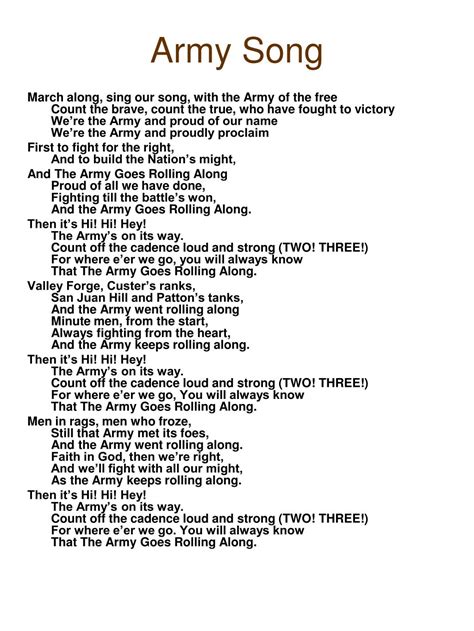 Us Army Song Words