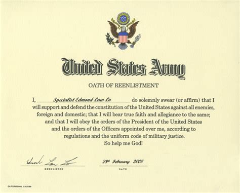 Us Military Oath Of Enlistment And Oaths Of Office Oaths Us Us Military Oath Of Enlistment And Oaths Of Office Oaths Us