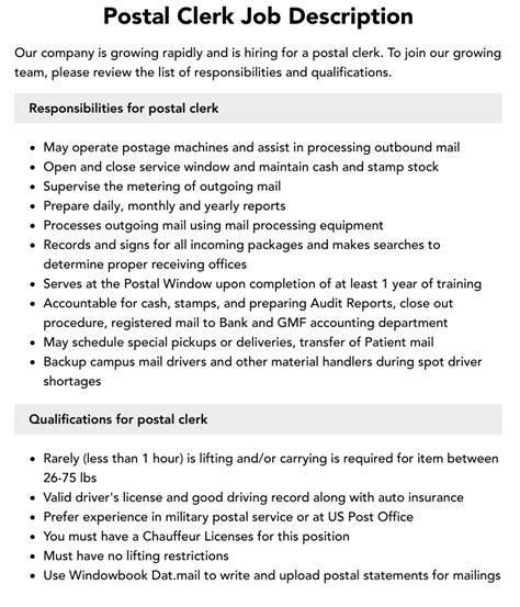 Usps Mailman Job Description