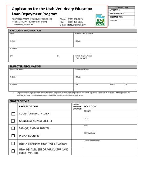 Utah Application For The Utah Veterinary Education Loan Repayment Utah Application For The Utah Veterinary Education Loan Repayment